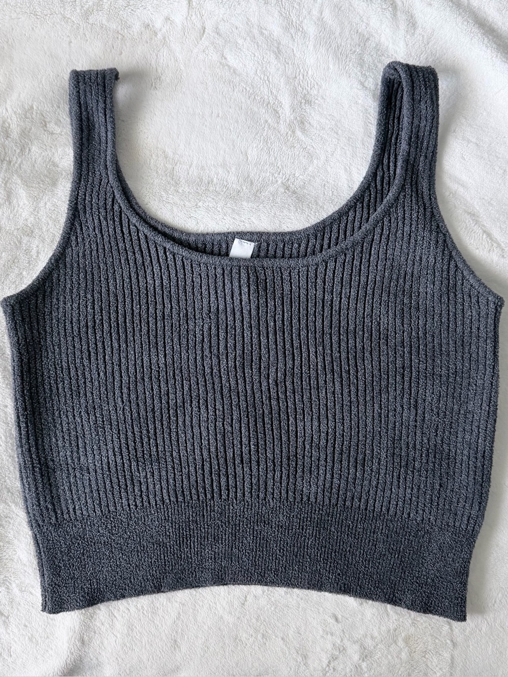 NWOT Tranquil & True Ribbed Sweater Knit Crop Dark Gray Tank Top